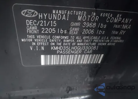 2016 Hyundai Elantra Gt из США, поврежденный, VIN KMHD35LH0GU330081